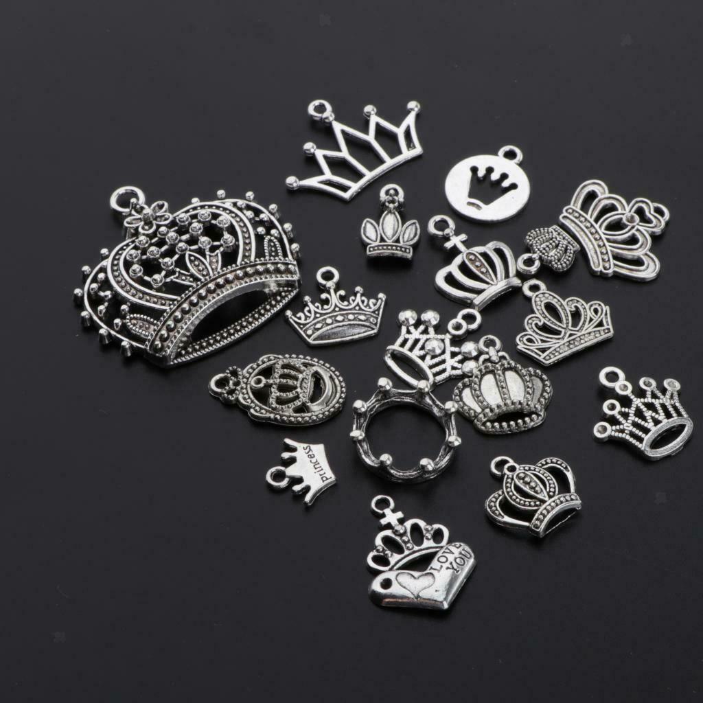 17pcs Pendants DIY Jewelry Chain Necklace Hanging Decor Crown Shape Hanging