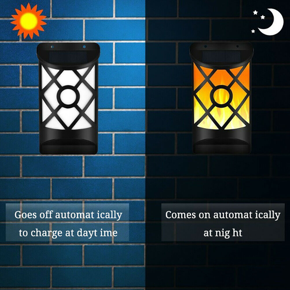 Portable Yard Solar LED Motion Sensor Night Light Simulation Flame Wall Lamp