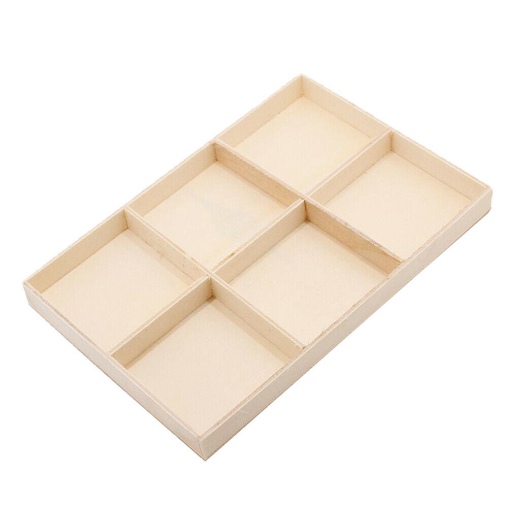 6 Compartments Wooden Divided Boxes Succulents Flower Pot Desktop Storage Box