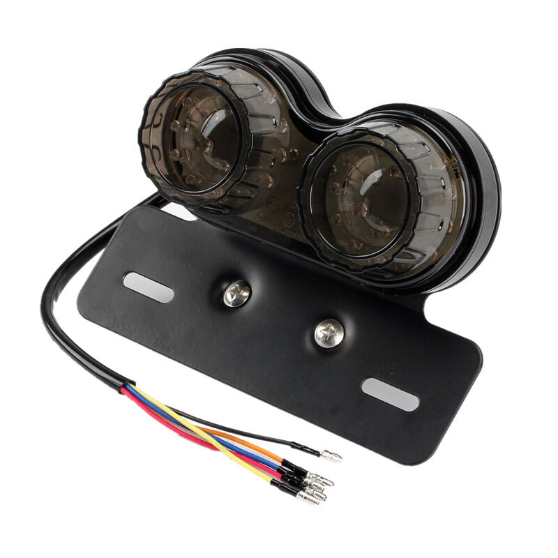 Motorcycle License Plate Smoke LED Brake Tail Turn Signal Light Bobber ATV Lamp
