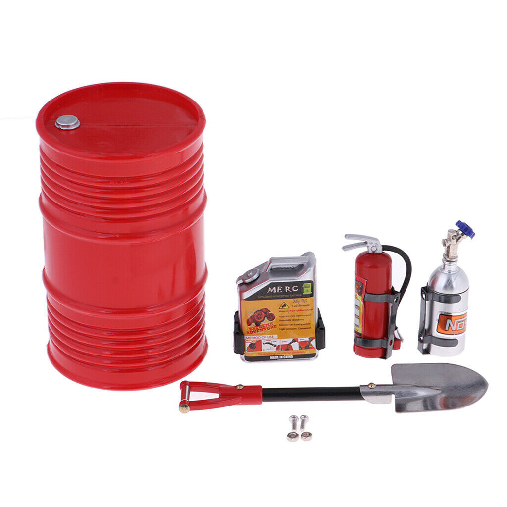 Metal RC Car Fire Extinguisher Shovel Set for 1:10 Scx10 D90 RC Car Accs