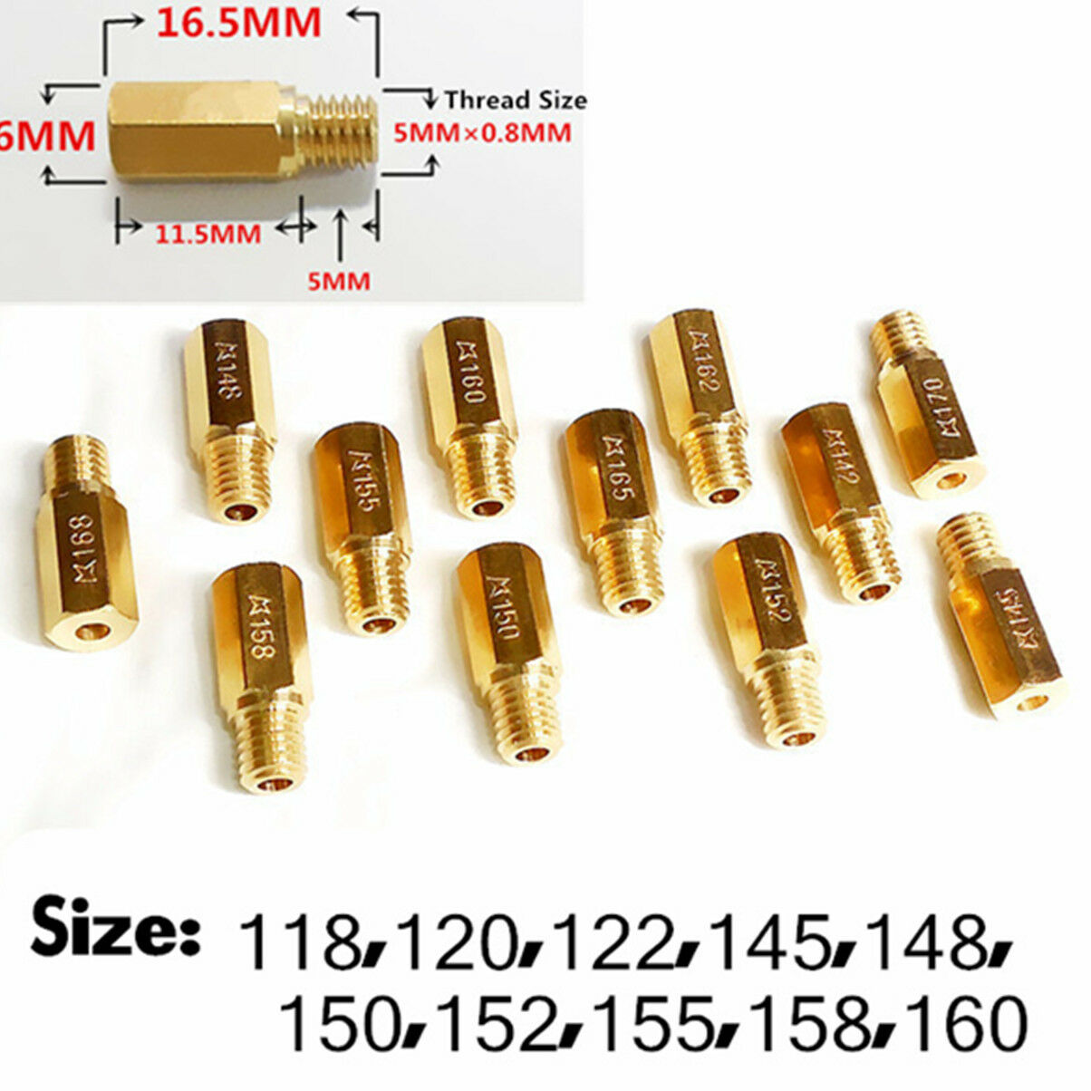 10Pcs Main Jet Carburetor Choose from 118-160