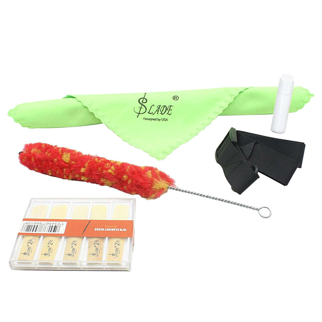 5 in 1 clarinet accessories kit reed + strap + cork grease + cleaning cloth,