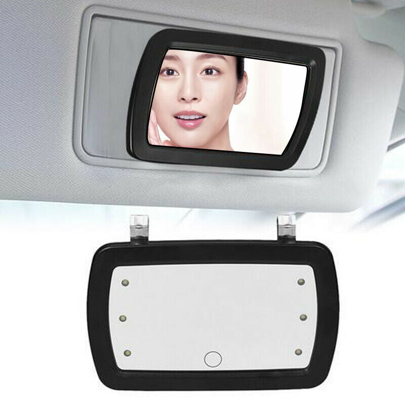 Finger Touch Car Interior Sun Visor Sun-shading 6 LED Light Make-up Mirror Black