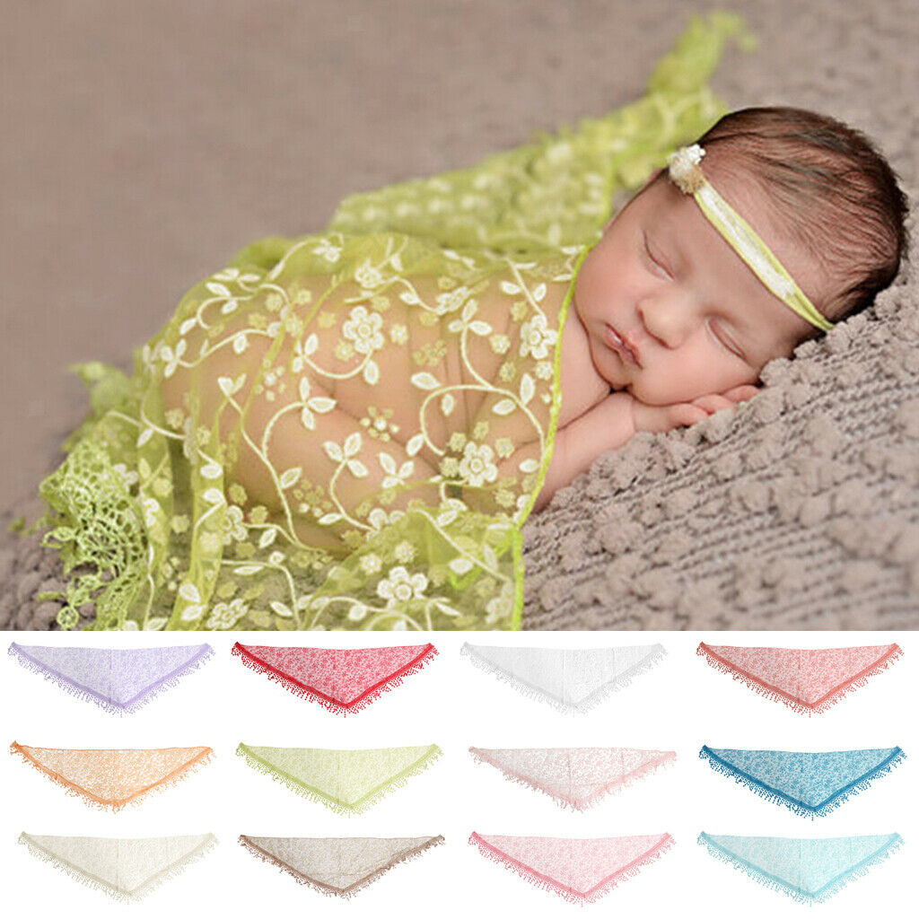 Newborn Baby Soft Silk No-Stretch Lace Trim Wraps Photography Props Coffee