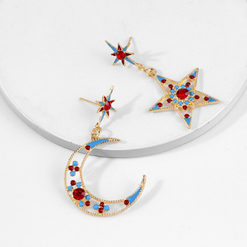 Fashion Women Star Moon Sun Crystal Charm Drop Dangle Earrings Jewelry Gi.l8