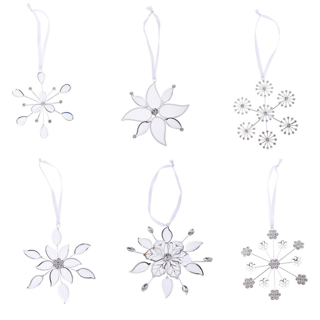 6 Pieces Filigree Snowflake Pendants Christmas Tree Gifts Hanging Ornaments