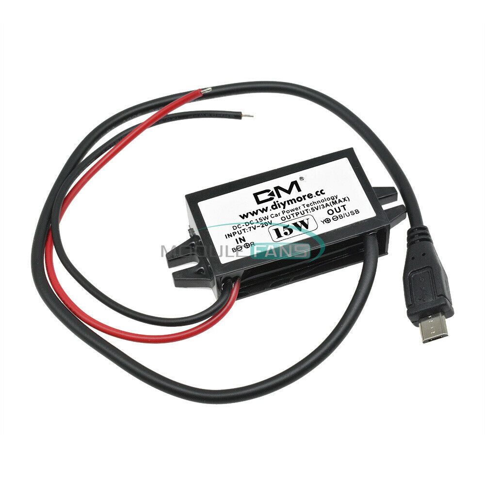 DC-DC Converter Module 12V To 5V Micro USB Power Adapter Car Charger 3A 15W