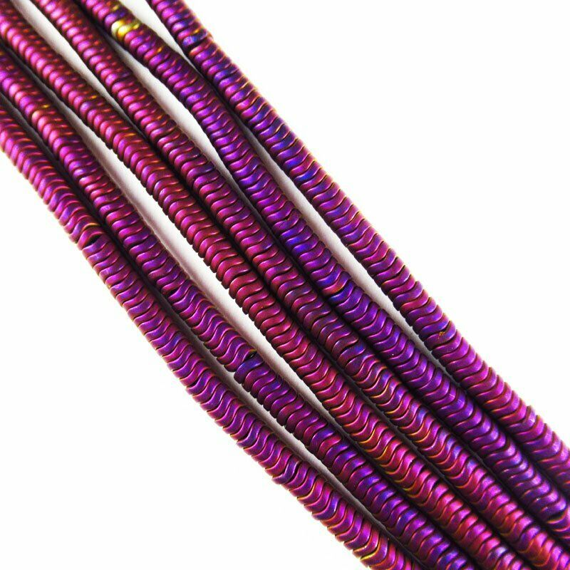 Purple Frosted Hematite Wavy Pendant Loose Bead 15.5 inch 4x2mm 20g A-458TS