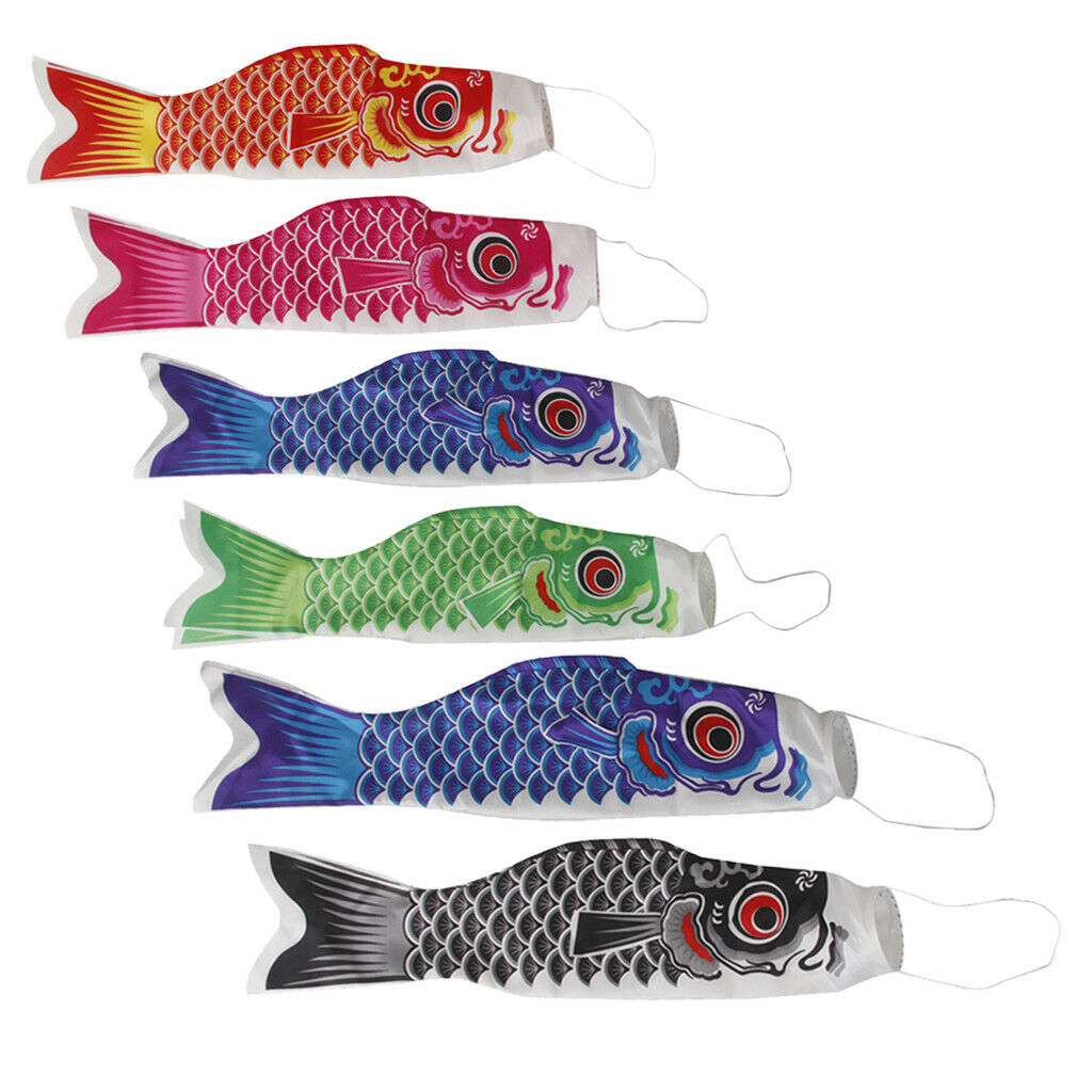 6Pcs Japanese Koi Koinobori Flag 55cm and 70cm Windsock Streamer Decor