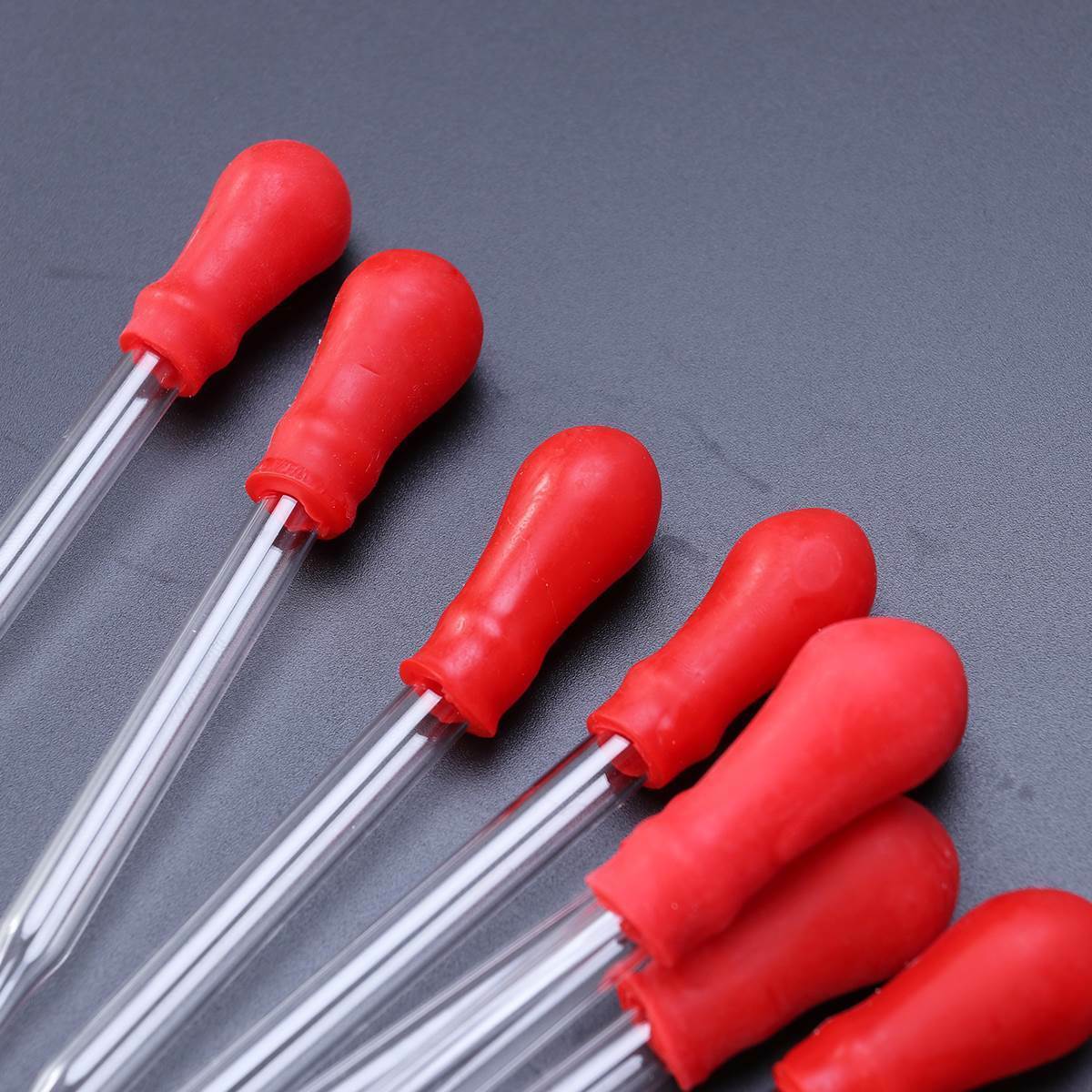 10 Pcs 9cm Glass Pipette Medicine Laboratory Dropper Red Rubber Head Pipet