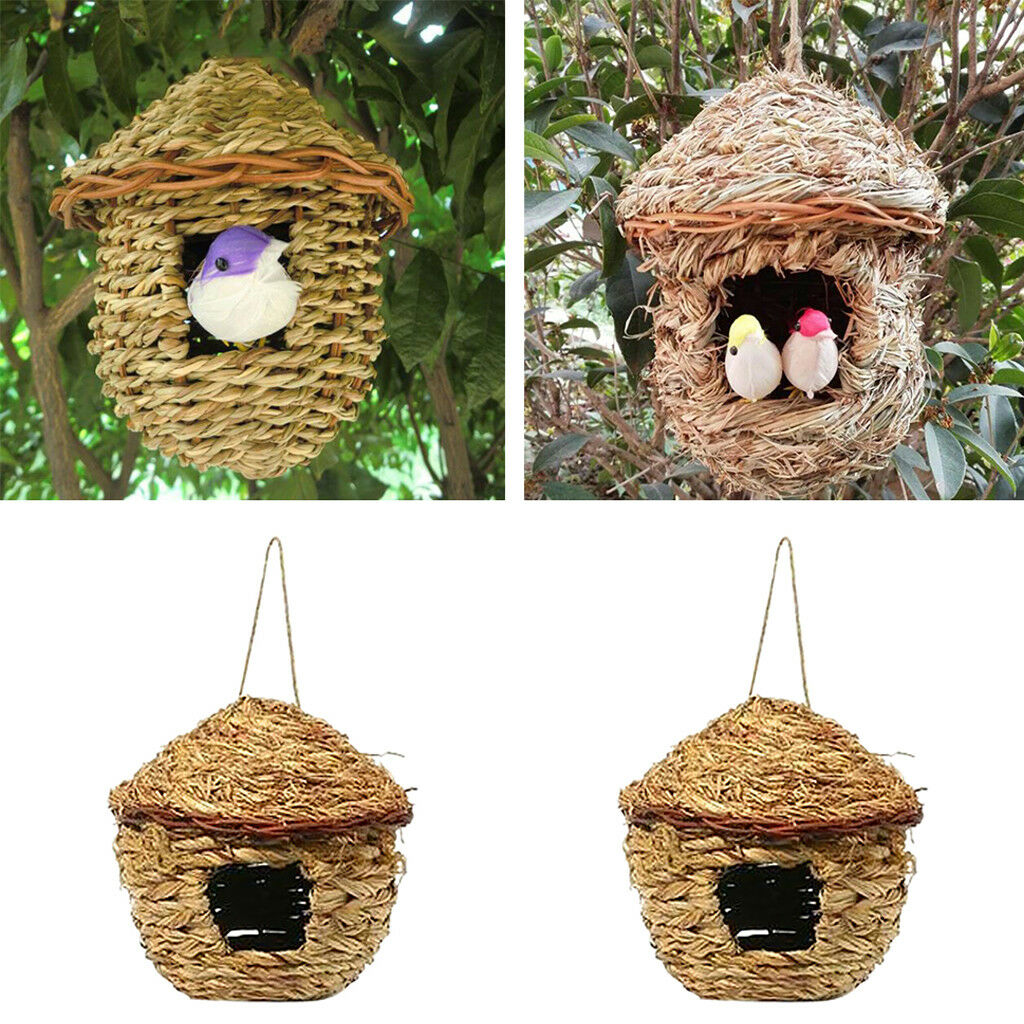 2x Bird Nest Breeding Bird Box Wild Grass Weave Canary Finch Budgie House S