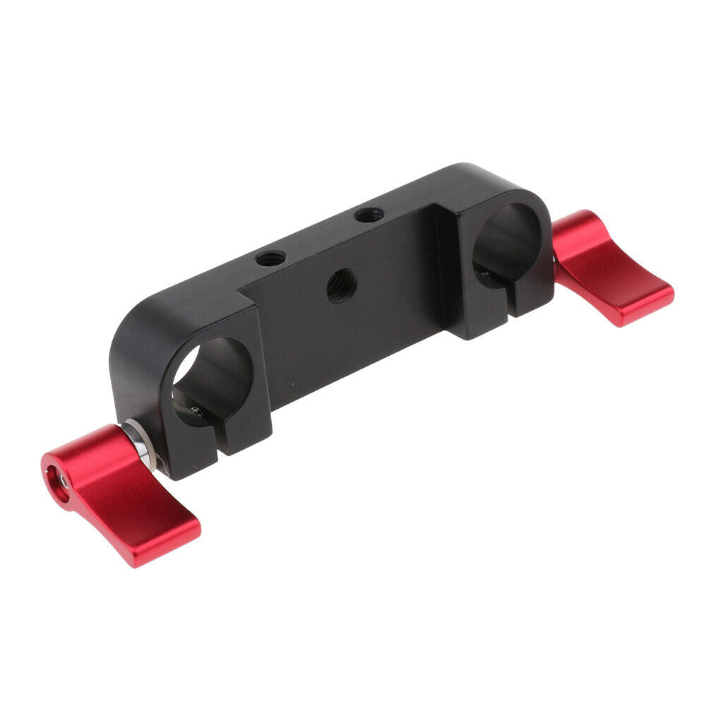Aluminum Alloy 15mm Double Rod Clamp with 1/4 inch and M5 Female Screw Holes for