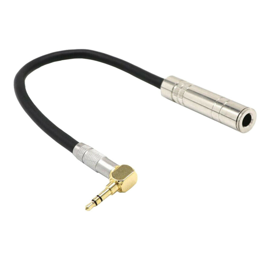90 Degree 3.5mm Male to 6.35 Female Stereo Audio Extension Cable Cord Earphone