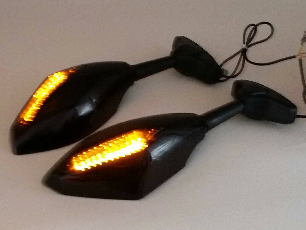 Gloss Black Motorbike Turn Signal Side Mirrors Street Sport Racing Bike Custom