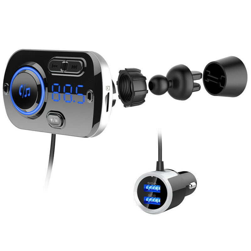 Auto Car MP3 Bluetooth Transmitter Decor Light Voice Assistant QC3.0 Quik Charge