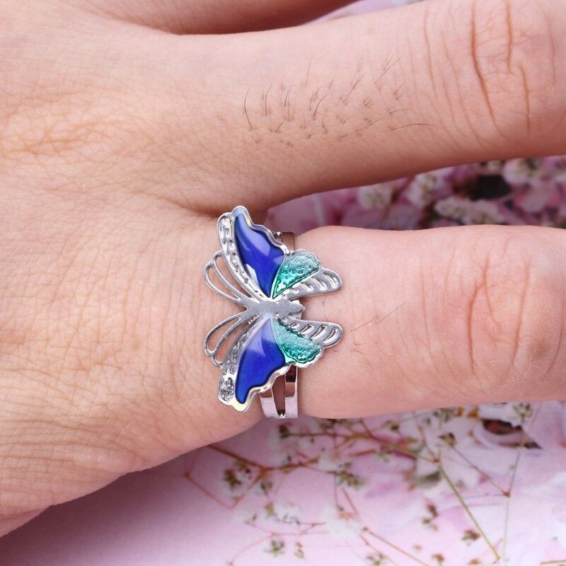 Colorful Butterfly Mood Temperature Emotion Ring Feeling Rings For Women Kids