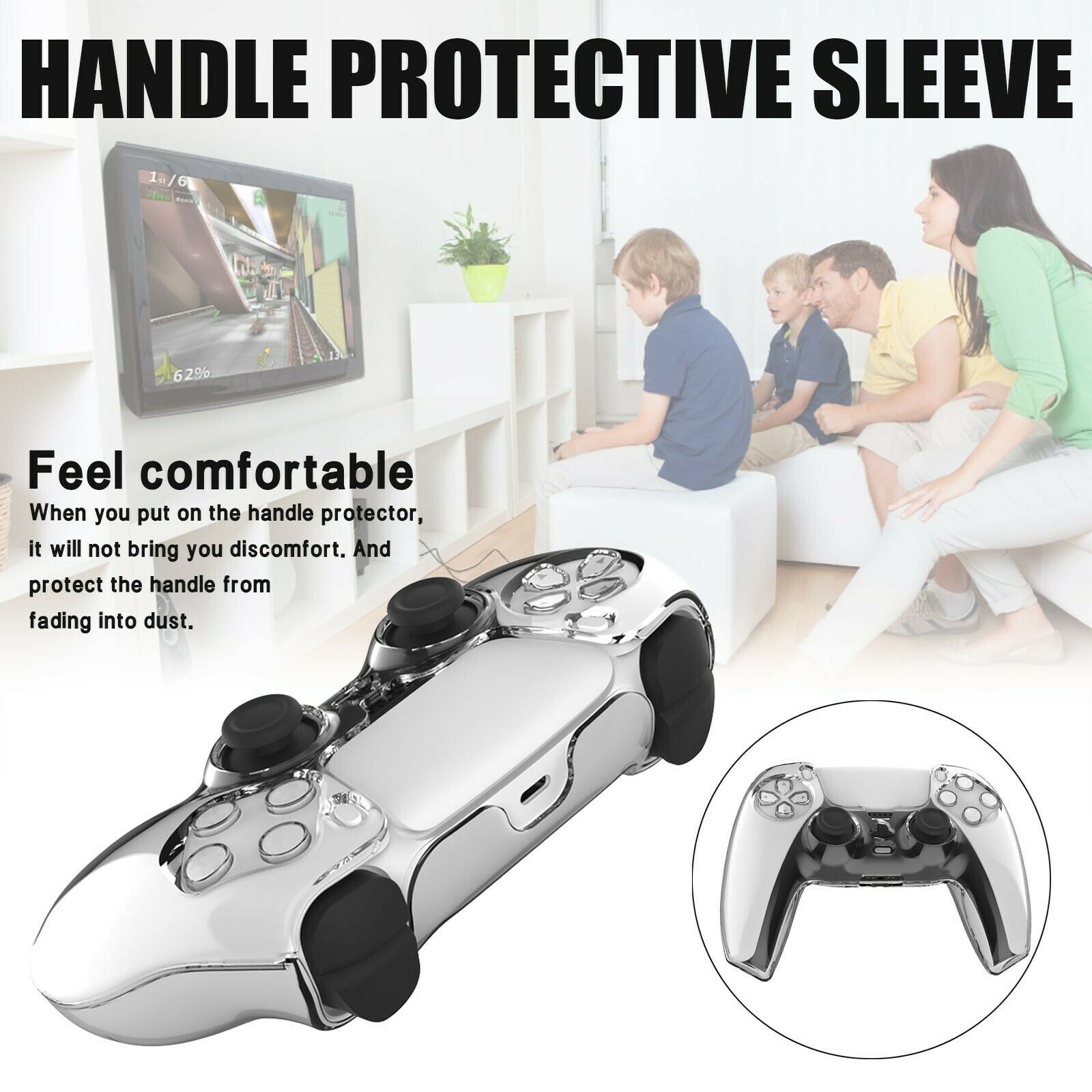 Transparent PC Soft Case Skin Grip Cover Protection Thumb Caps PS5 Controller