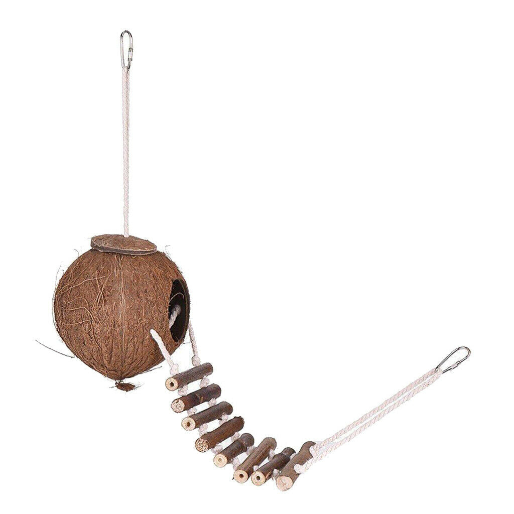 Cute Natural Coconut Bird Nest Bird House Fedder Toys for Indoor Outdoor