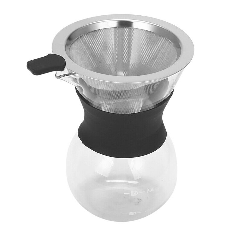 200ML Pour Over Coffee Maker Filter Dripper Glass Container Coffee PercolatorsG8