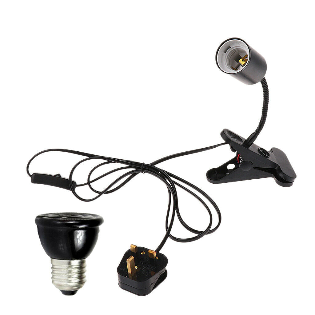 E27 Adjustable Reptile Lamp Holder with Infrared Heat Light Bulb UKPlug 100W