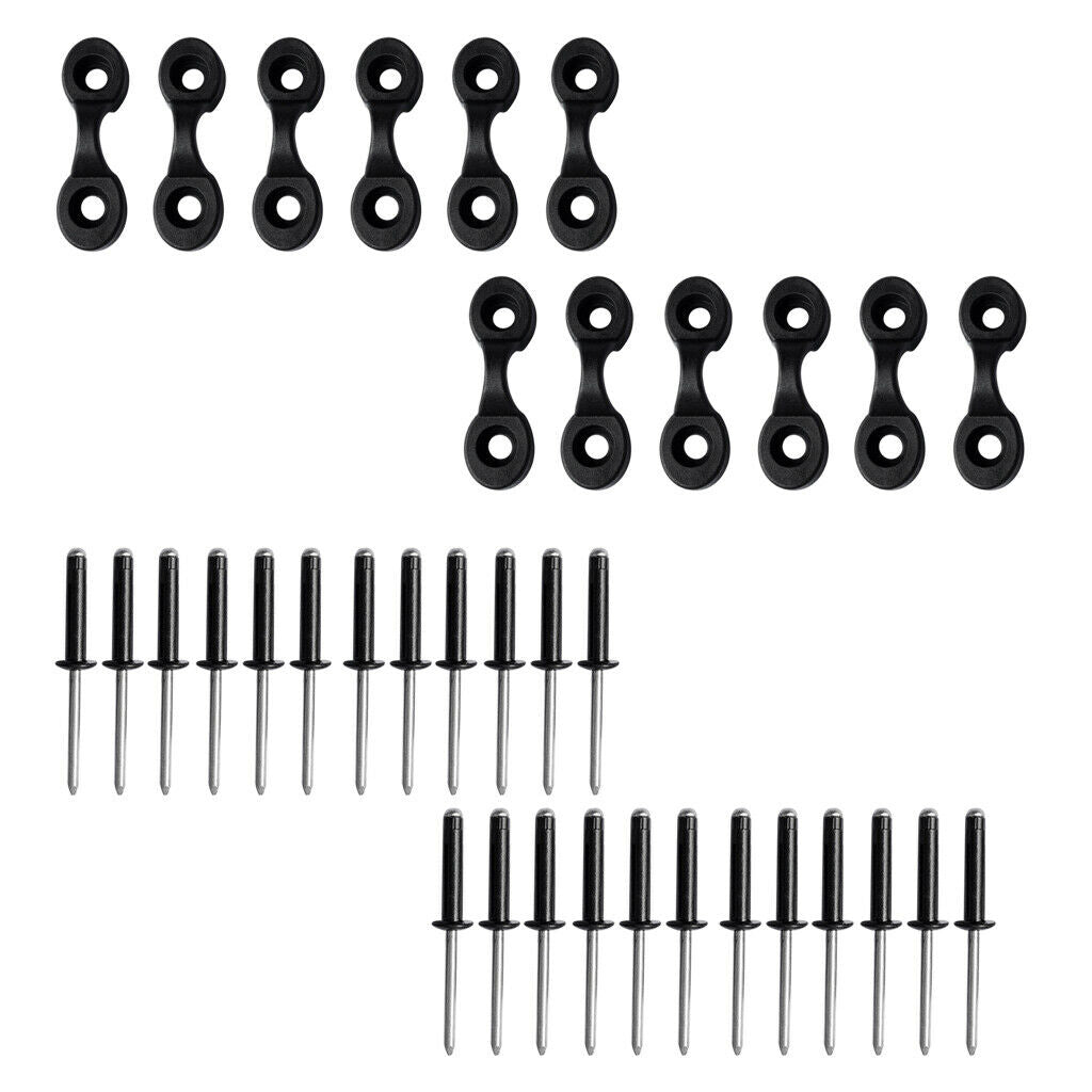 12 Kayak Pad Eyes & 24 Tri Rivets for Kayak Boat Fishing Rigging Bungee Kit