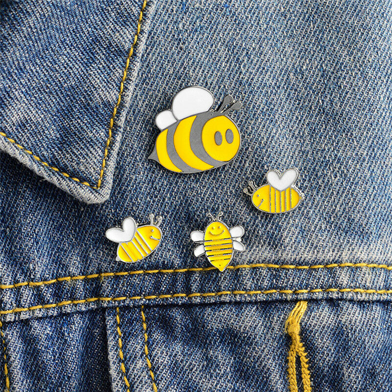 Cute 4PCS Enamel Animal Bee Brooch Pin Shirt Collar Pin Badge Corsage Jewe.l8