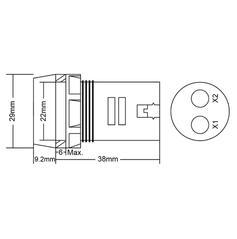 Led Display Square Yellow Panel Installation Display Digital Voltmeter Ac20-500V