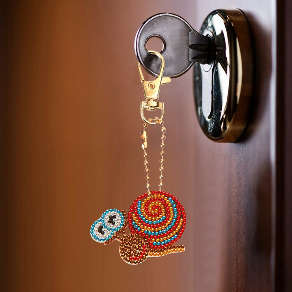 4pcs Art Insect Keychain DIY Full Special Shaped Drill Diamond Painting Kit @