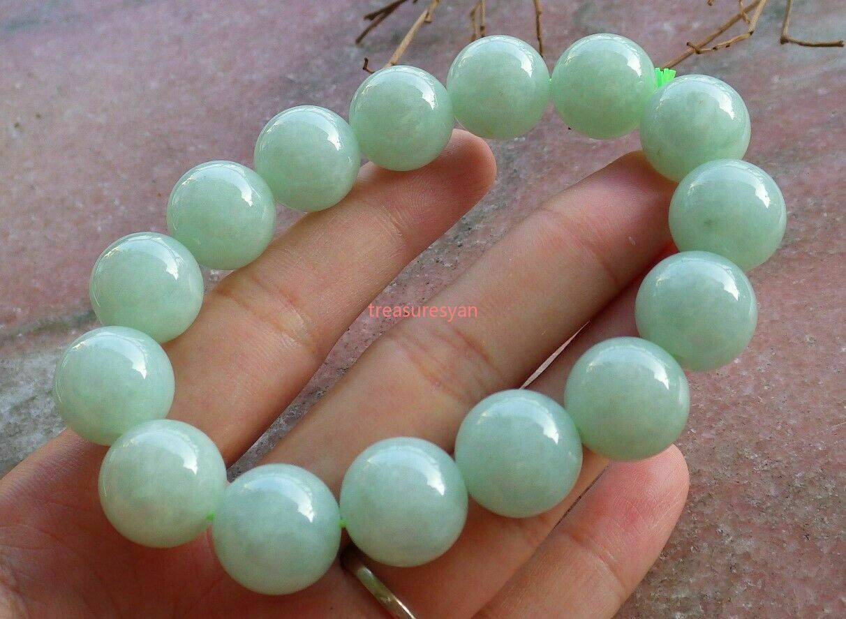Certified Green 100% Natural A JADE Jadeite Beads Bangle Bracelet 12-13mm
