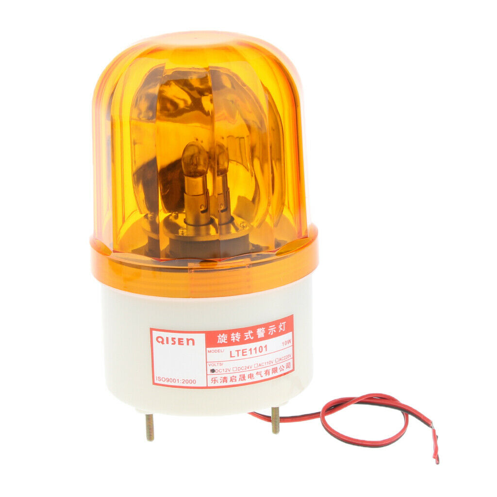 2Pcs DC 12V Yellow Rotating Alarm Lamp Light Warning Light Lamp Exterior Door