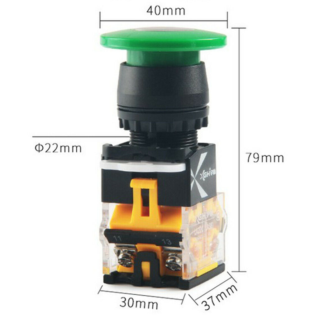 LA22B-11M Aluminum Black Head Push Button Flat Toggle Switch Self-locking