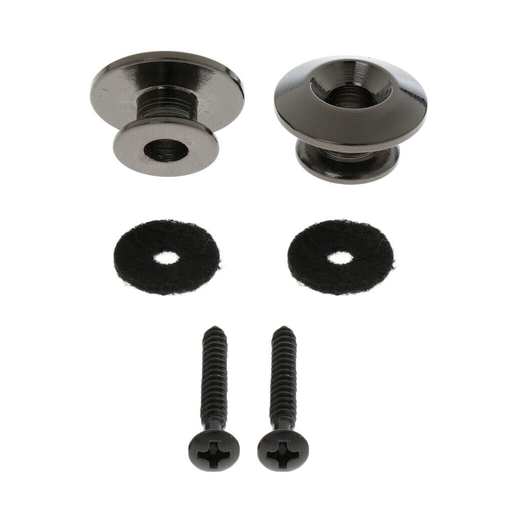 2 Pcs Guitar Strap Lock Nut Screws Set Ukulele Replacement Accessory Black