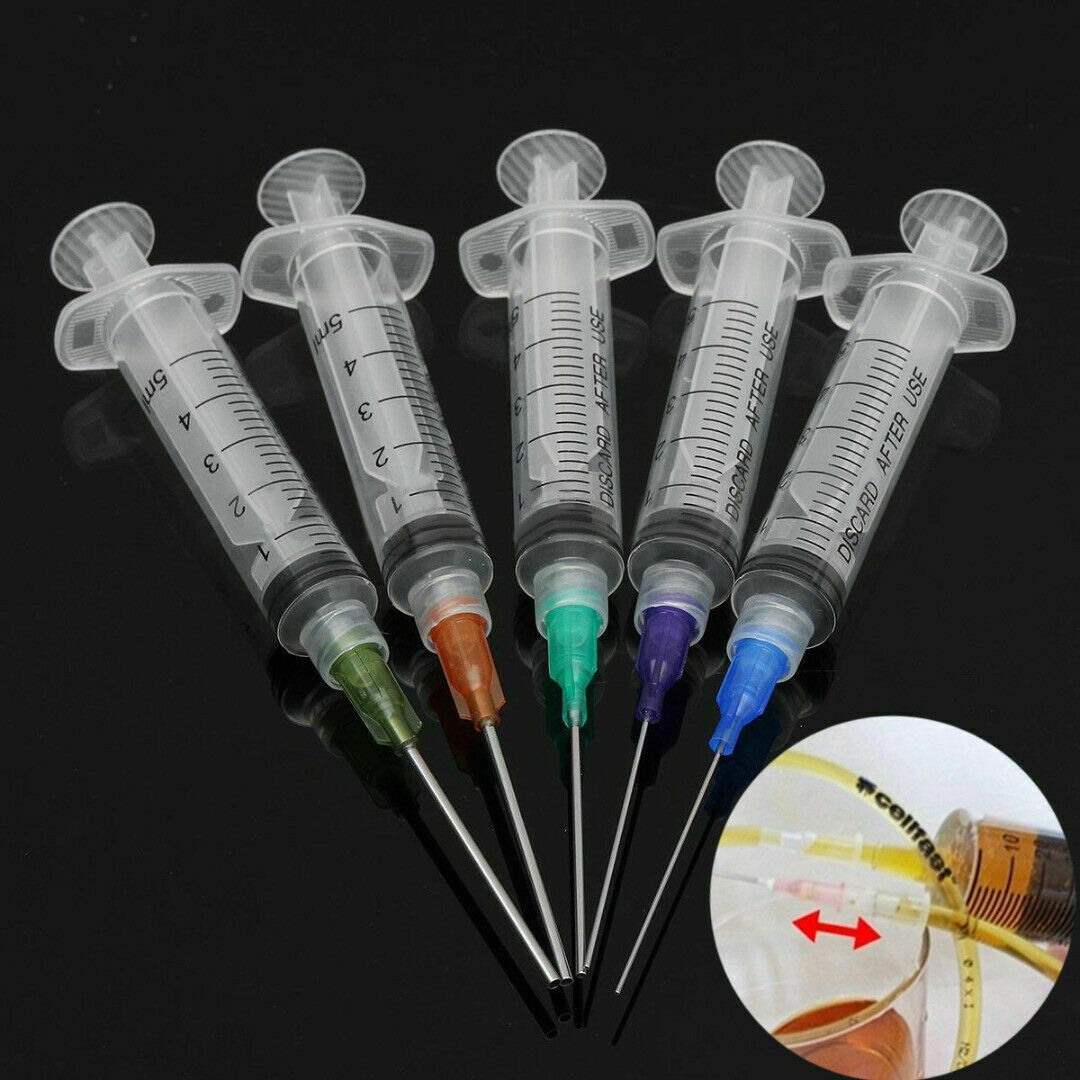 5pcs 5ml Syringe Crimp Sealed-Blunt Chemical Needle Tips For Glue Oil Ink Tools