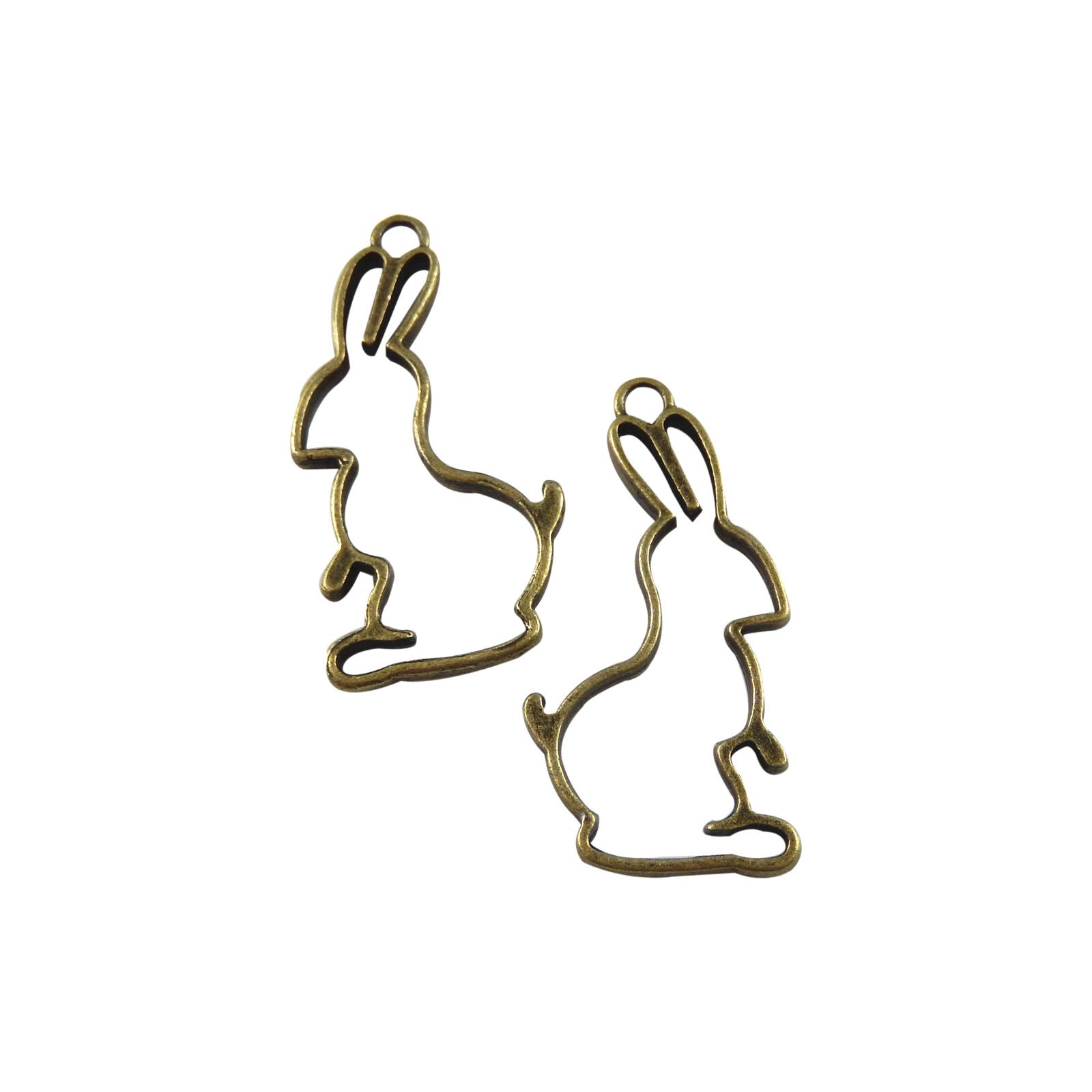 20pcs/pack Antiqued Bronze Alloy Hollowed Rabbit Pendant Charm Jewelry Findings