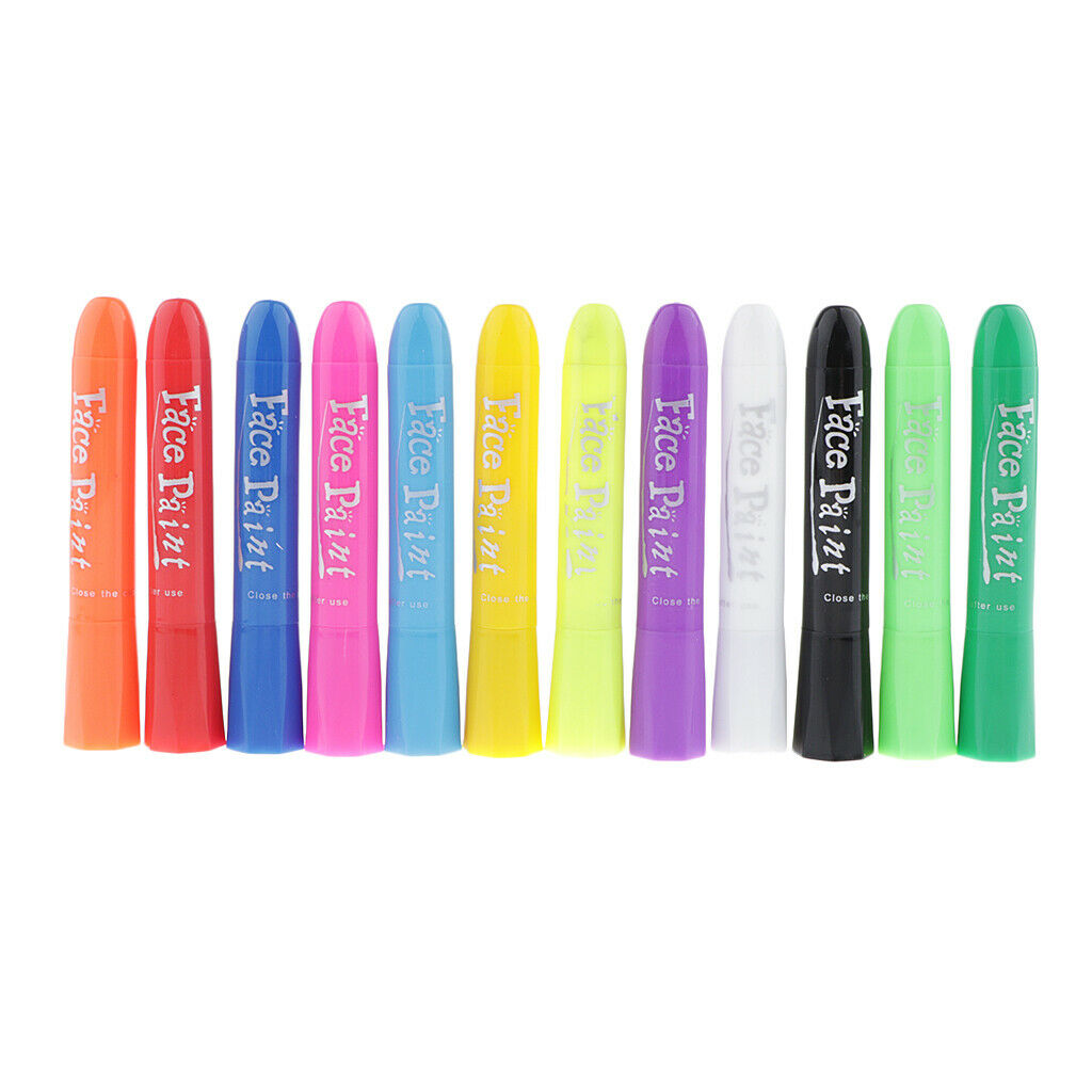 12pcs GLOW IN THE DARK PAINT STICK Body & Face Paint Stick Make Up Party