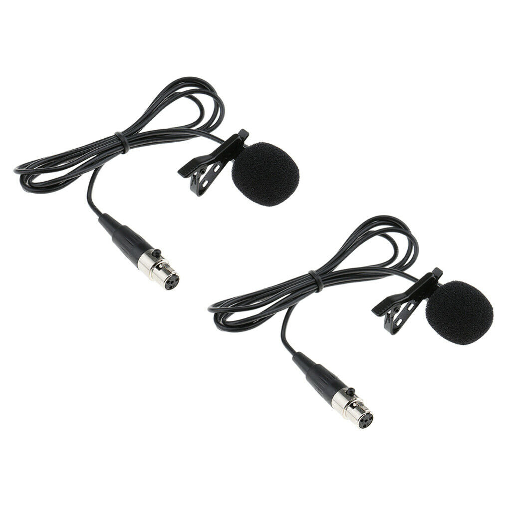 2 Pcs Mini Lavalier Microphone Mic w/ Clip for Vloggers 4-Pin Tie Clip On