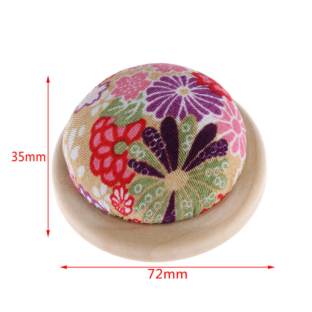 Wood base needle pin cushion pillow needles holder sewing craftstitchneed.l8