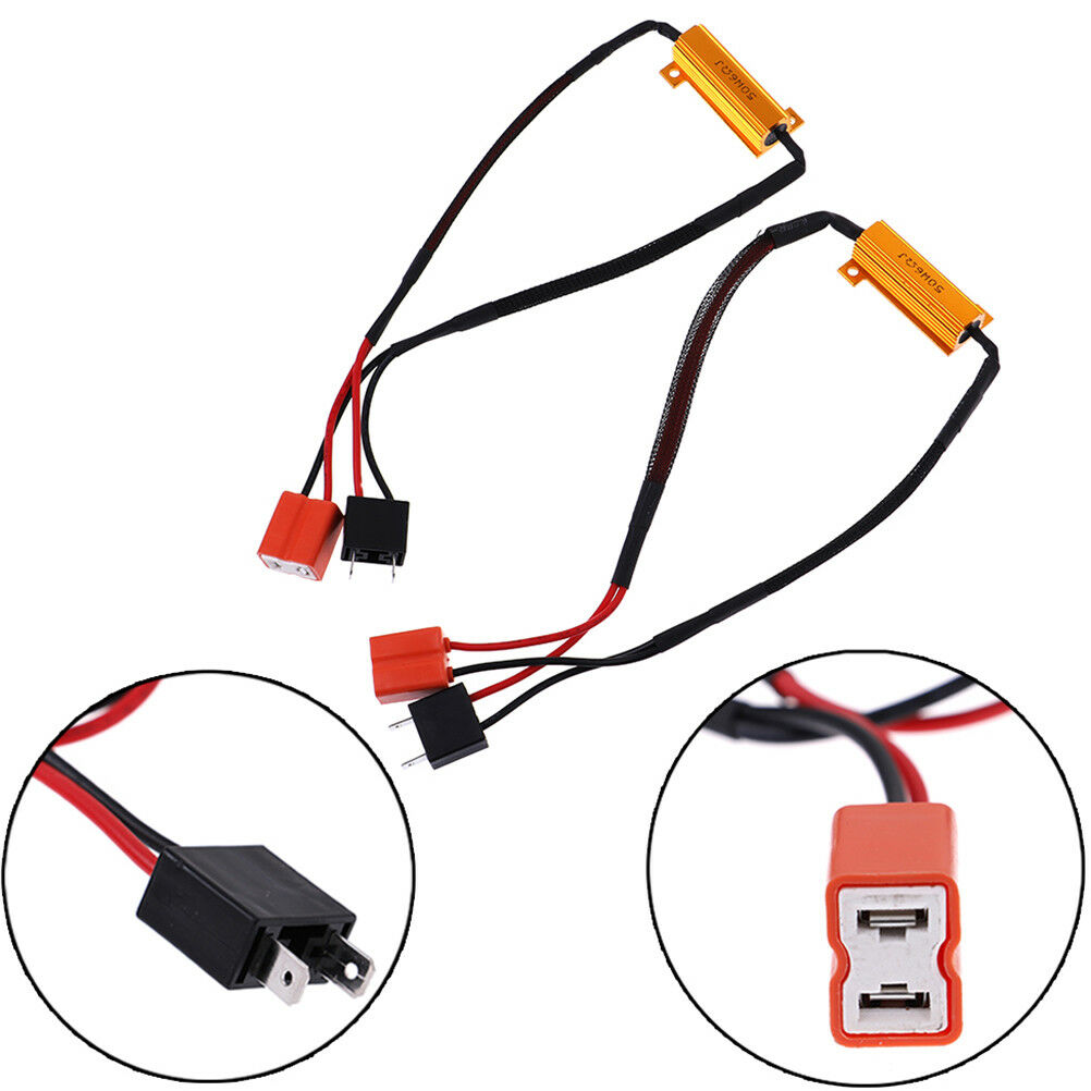 2Pcs H7 50W 6Ω LED decoder car load resistor warning canceller decoder light BDA