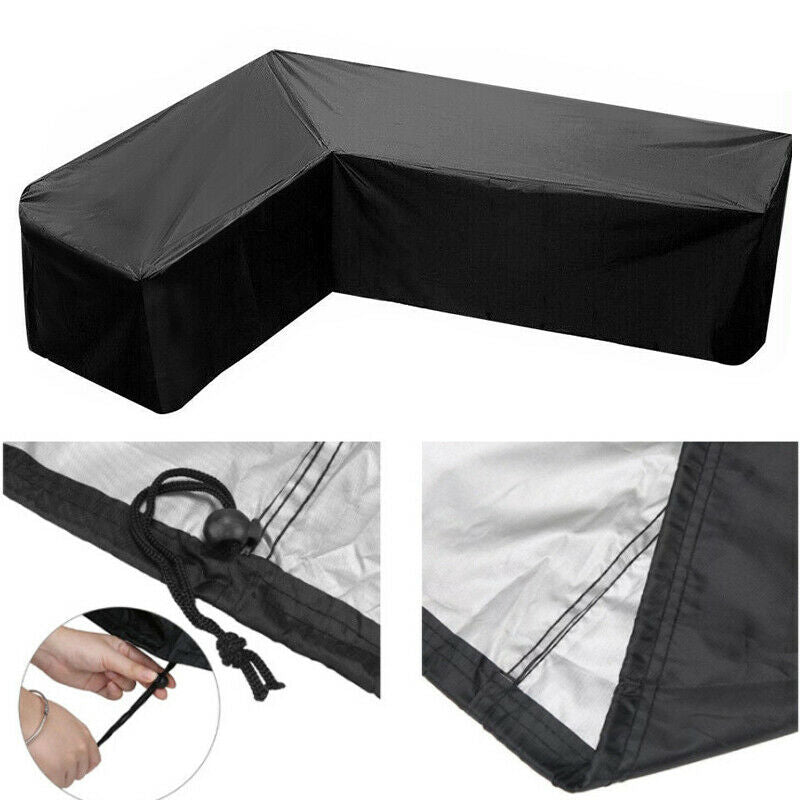 215x215cm L Shape Sofa Cover Patio Outdoor Garden Furniture Protector Black 210D