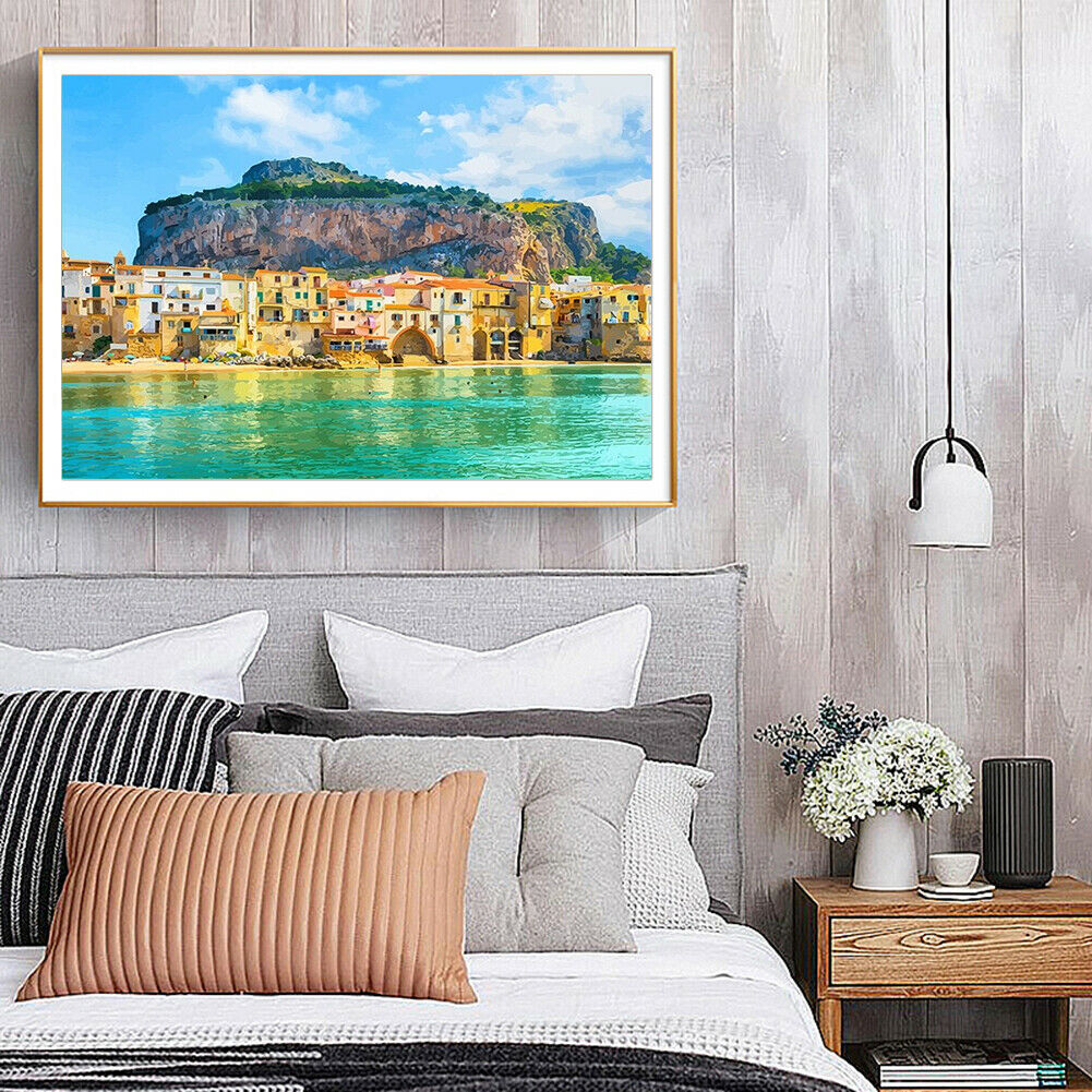 Seaside Scenery Oil Painting By Numbers Wall Drawing DIY Home Decor Kits  @