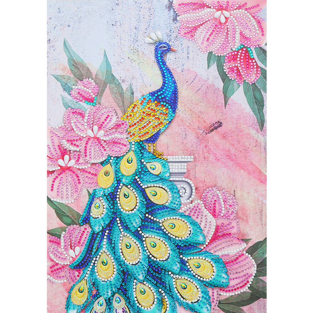 Peacock Pink Flower Irregular Rhinestone Picture DIY Set 30x40cm (PA041)  @