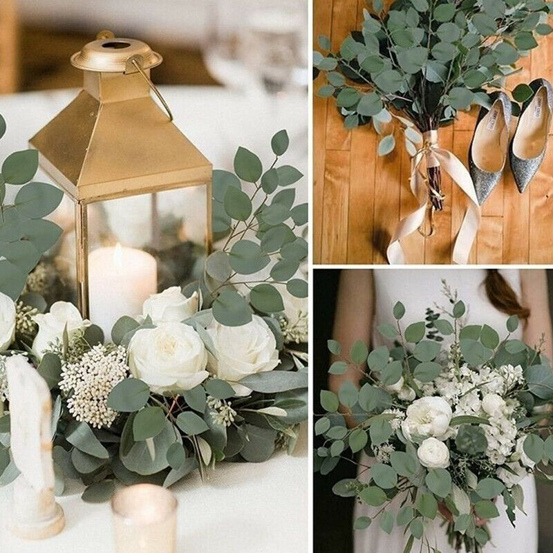5pcs Artificial Plants Green Eucalyptus Leaves Garden Party Wedding DecoratiFCA