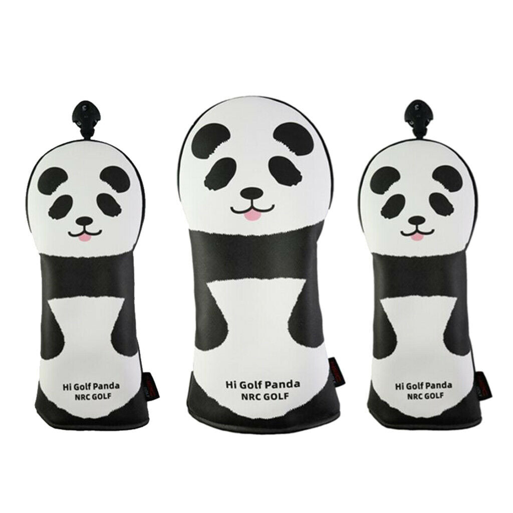 3 Premium Panda Golf Wood Driver Headcover Club Cover Guard Drivers Covers