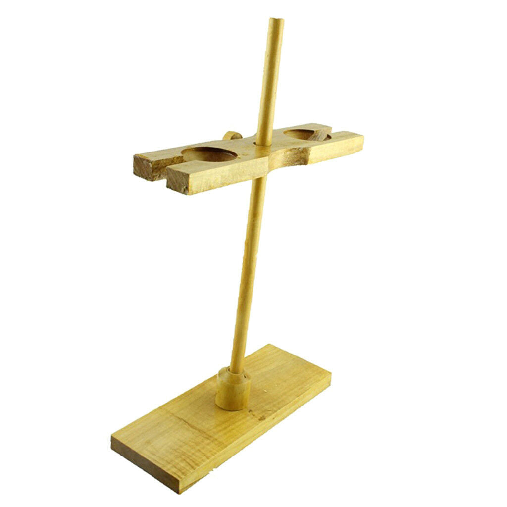 Wooden 2 Holes Laboratory Funnel Stand Holder Rack Lab/  Equipment Kit