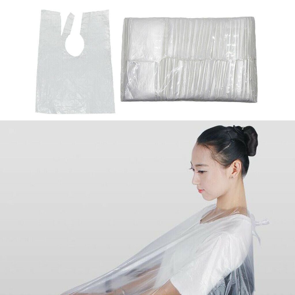 300Pcs Disposable Hair Cutting Cape Hair Salon Gown Capes Apron + 8x Clips