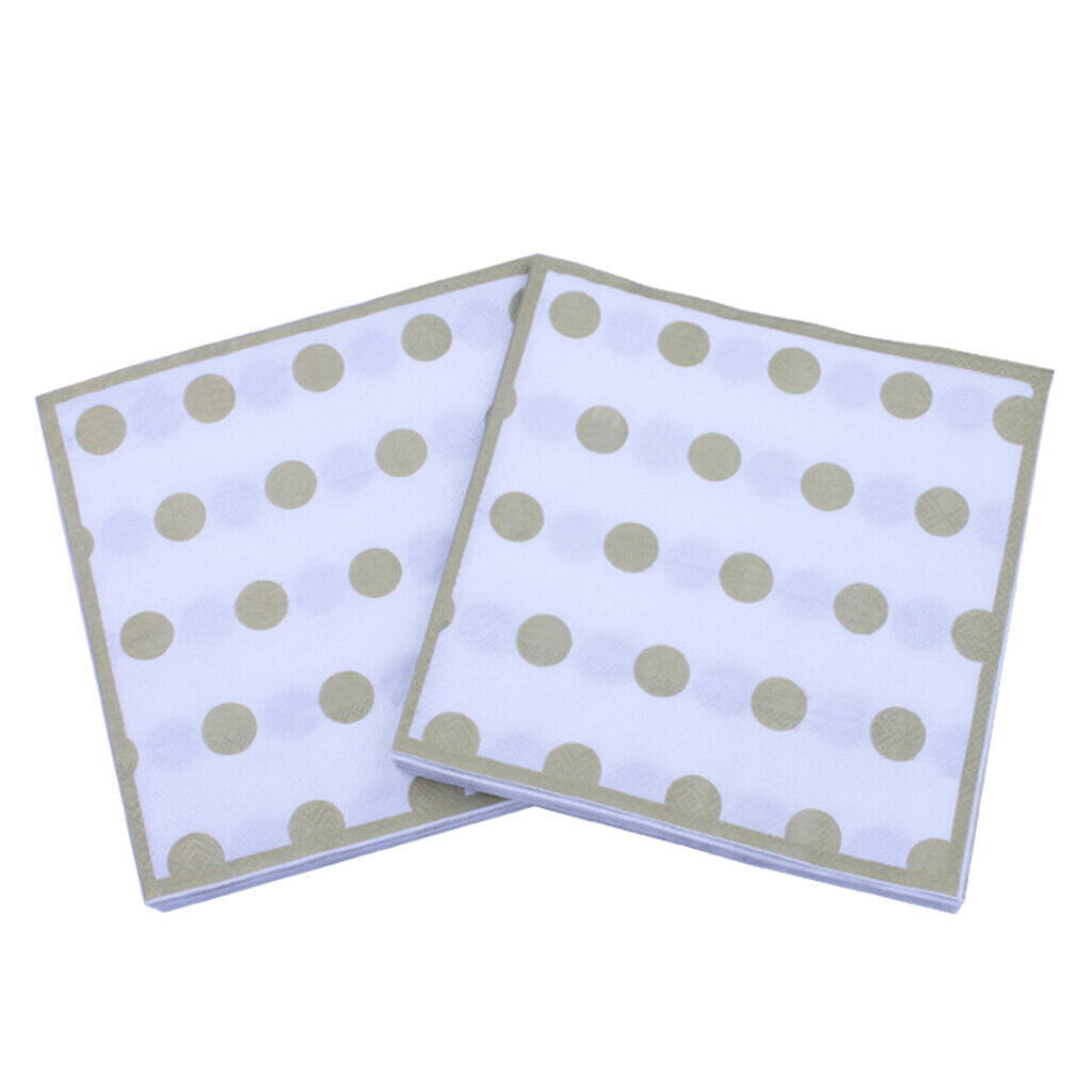 20 Pieces Disposable Tissue Paper Golden Polka Dot Napkins Party Tableware