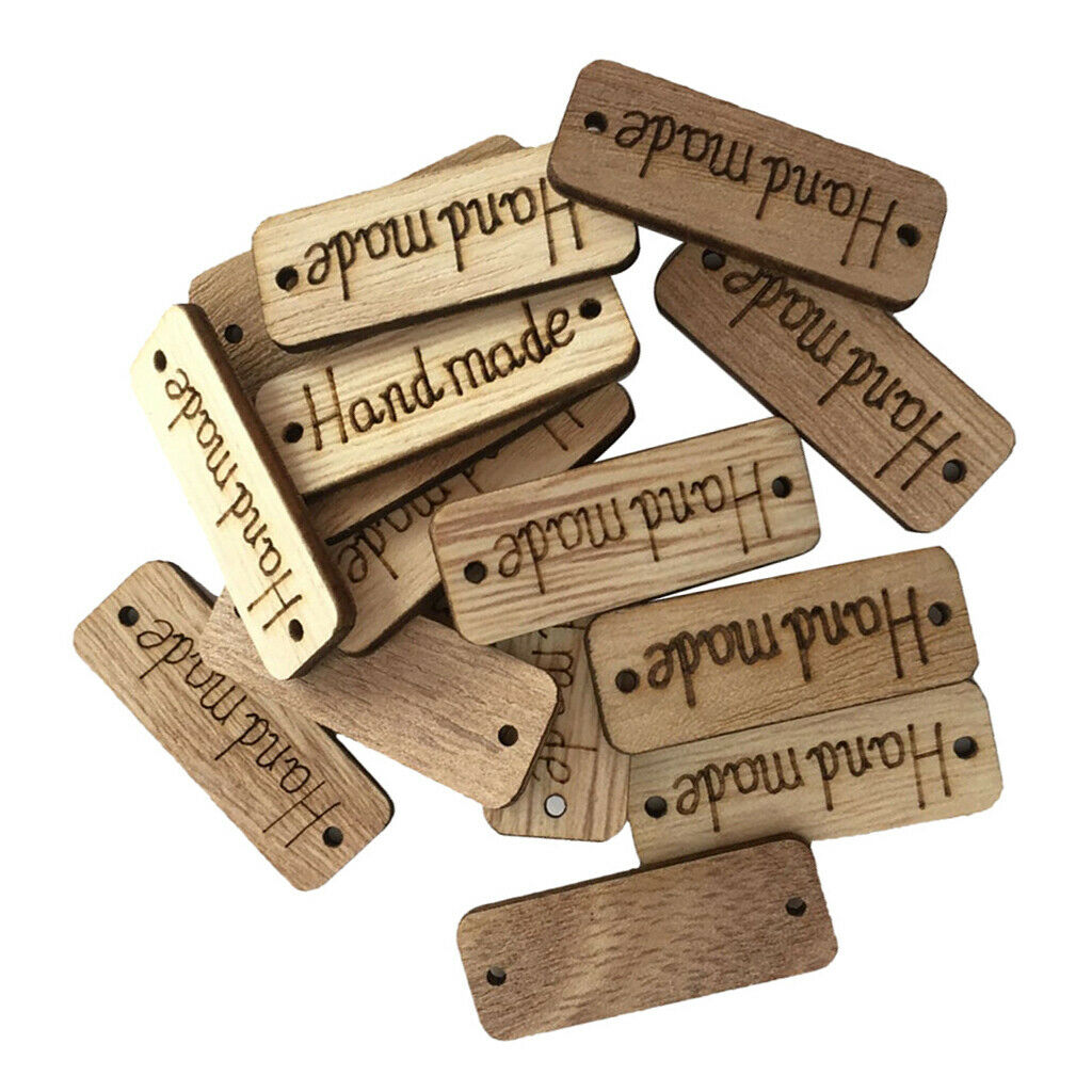 100Pcs Creative DIY Wooden 'Handmade' Lettering 2-HoleS sewing Scrapbooking