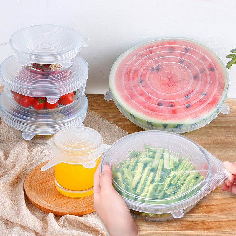 6 X Lid Universal Extensible Hermetic Silicone Square Oval Rectangle New