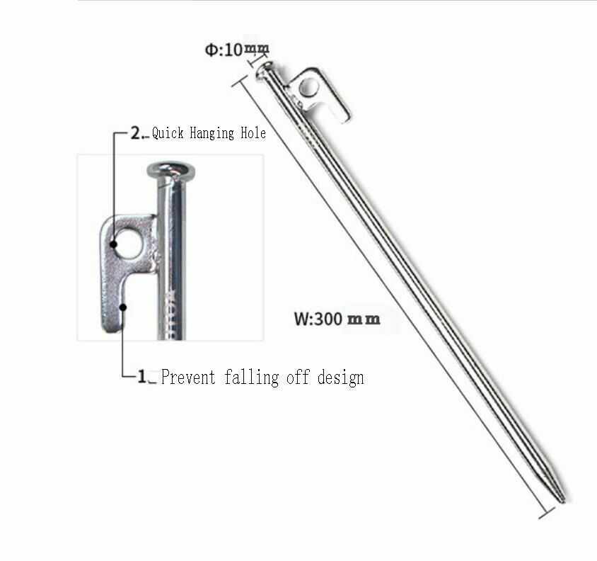 1Pcs 30cm Heavy Duty Steel Metal Tent Canopy Camping Stakes Peg Ground Nail